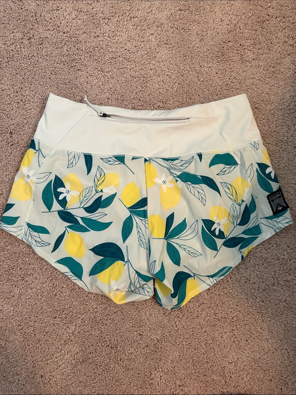 Oiselle Lemon Print Roga Shorts - Picture 3 of 4